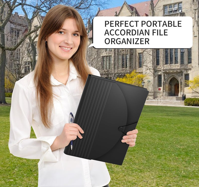TCJ 24 Pockets Expanding File Folder,Accordion File Organizer,Document Organizer Letter Size,Expandable Filing Box,Special Designed for Portable Use,Accordian Folders,Plastic (Black) - Image 4